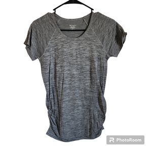 Athleta Grey Fast Track Ruched Activewear Athletic Short Sleeve T- Shirt Top M